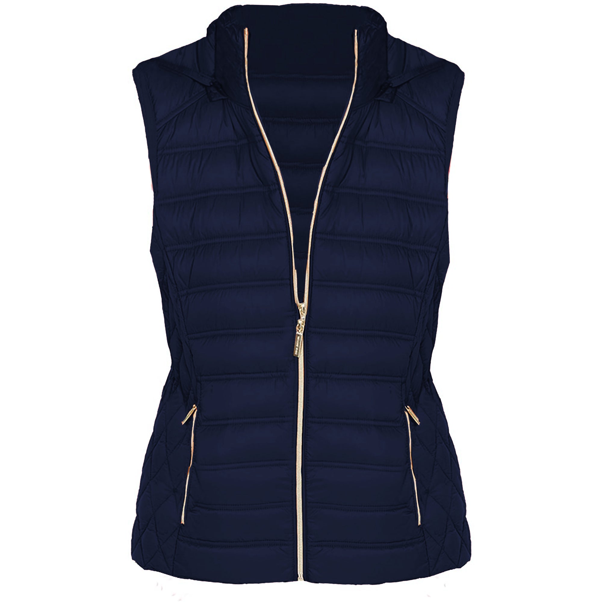Michael Michael Kors Women's Navy Blue Down Sleeveless Puffer Vest with Removable Hood1