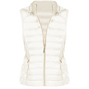 Michael Michael Kors Women's Bone White Down Sleeveless Puffer Vest with Removable Hood