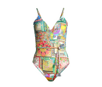 Johnny Was Women's Fleur Braided One Piece Wrap Swimsuit Multicolor