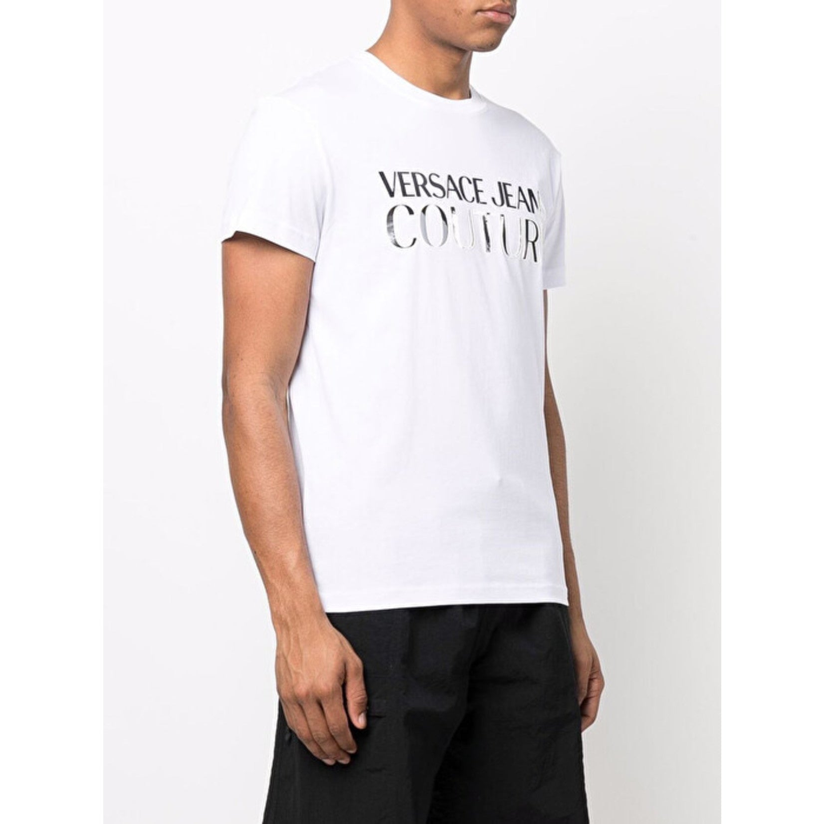 Versace Jeans Couture Men's White Silver Metallic Logo Short