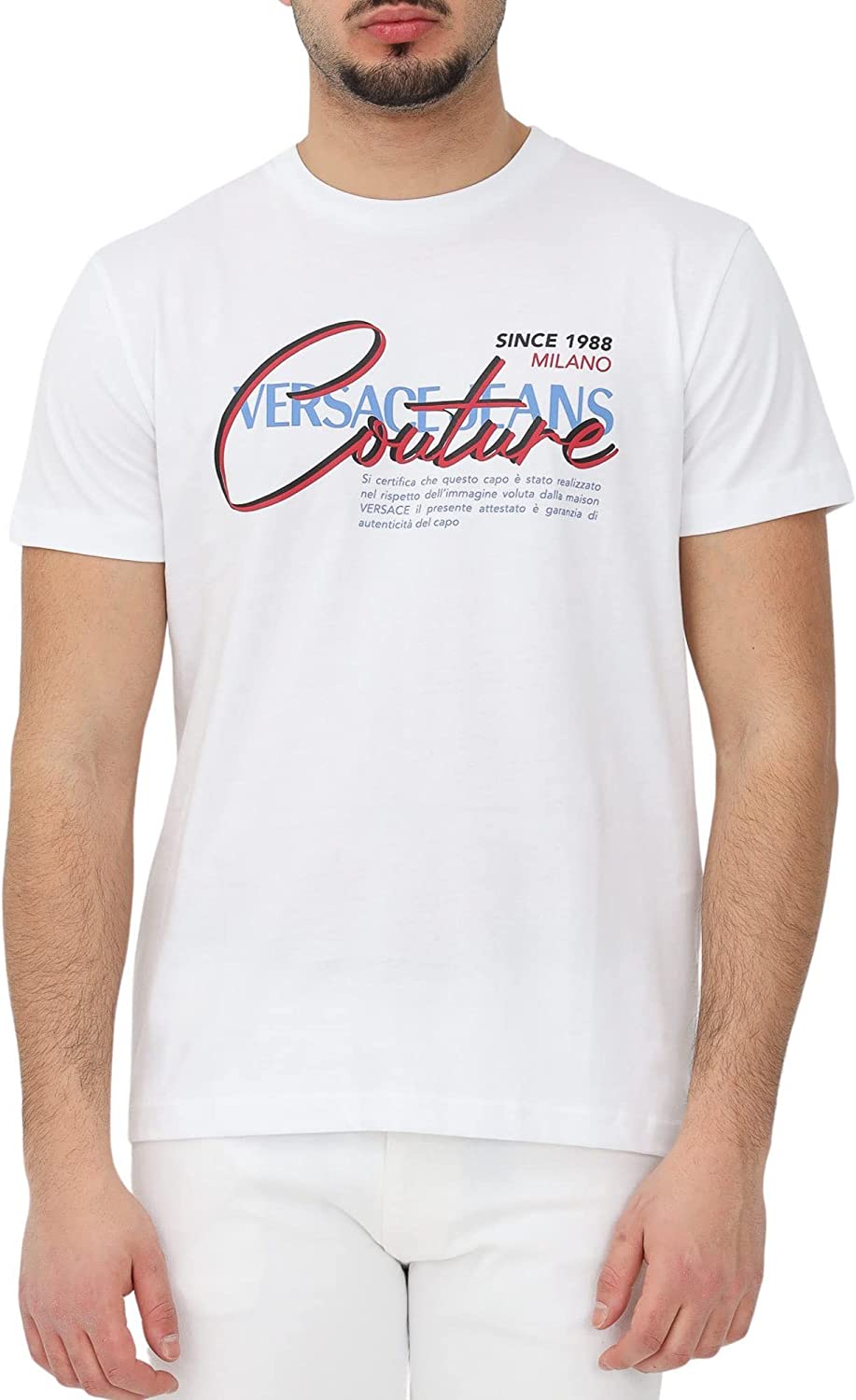 Versace Jeans Couture Cotton Printed Legacy Logo White T-Shirt White M White