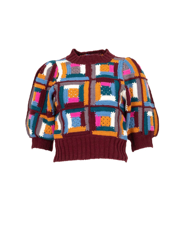 Sea Ny Camryn Crochet Puff Slv Sweater (D2) Multi