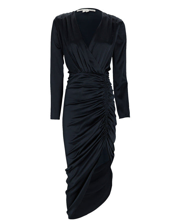 Veronica Beard Women's Cameri Dress, Navy, Blue Sllk Ruched
