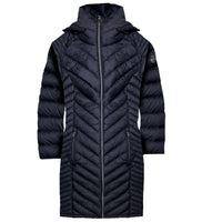 Michael Michael Kors Women's Black Chevron Double Layer Zipper 3/4 Hooded Packable Coat Black