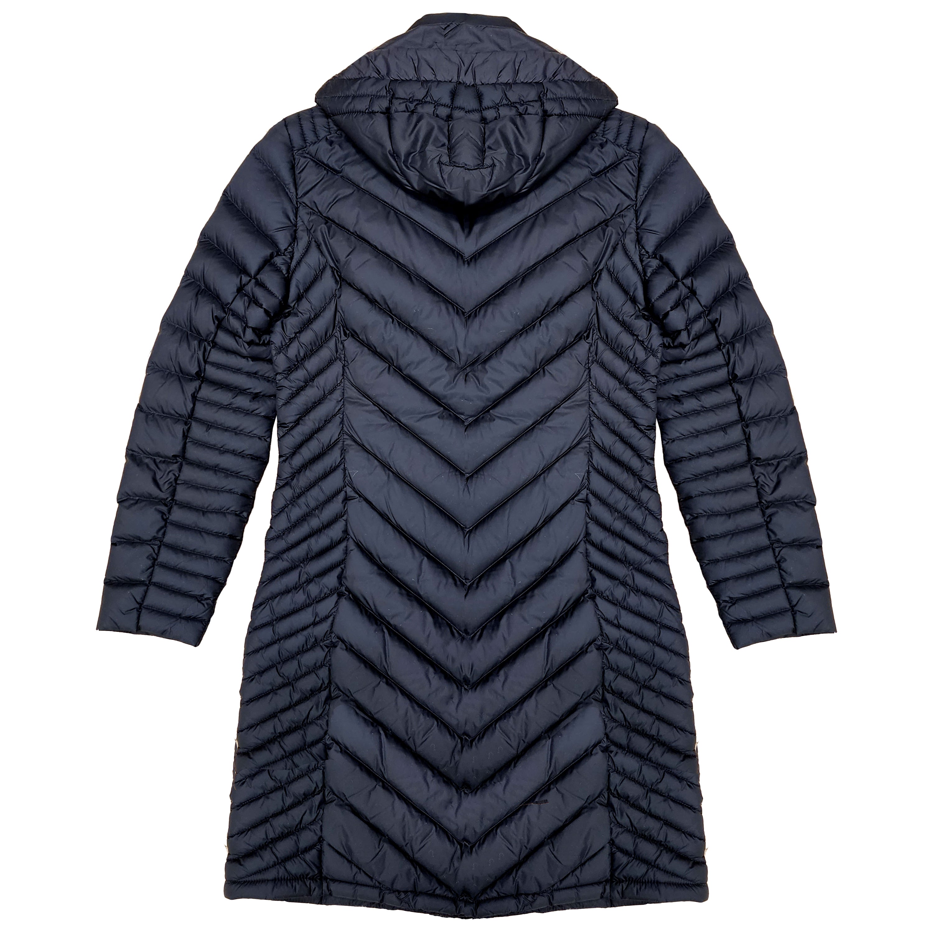Michael Michael Kors Women's Black Chevron Double Layer Zipper 3/4 Hooded Packable Coat