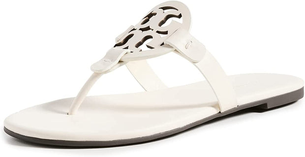Tory Burch Women's Ivory Leather Soft Miller Sandals Slides