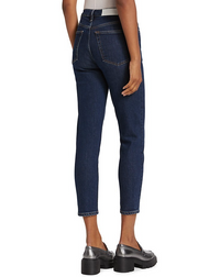 RE/DONE Women's 70s Stove Pipe High-Rise Crop Jeans Dark Rinse Wash