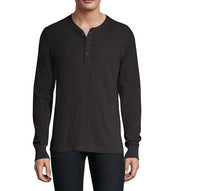 rag & bone Men's Long Sleeve Classic Henley, Jet Black Black