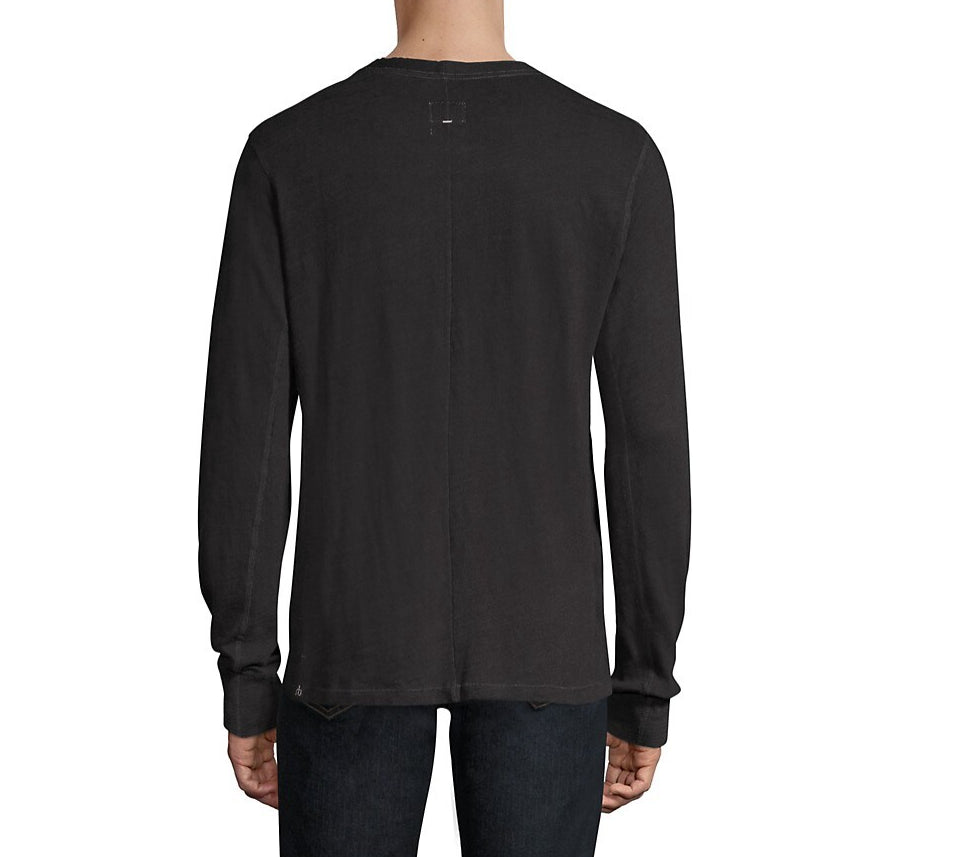 rag & bone Men's Long Sleeve Classic Henley, Jet Black