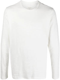 rag & bone Men's White Knit Long Sleeve Cotton T-Shirt Pullover White