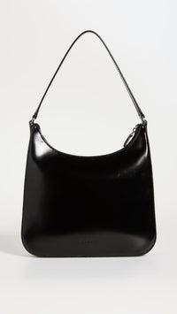 Staud Women's Black High Shine Leather Alec Shoulder Handbag One Size Ecru