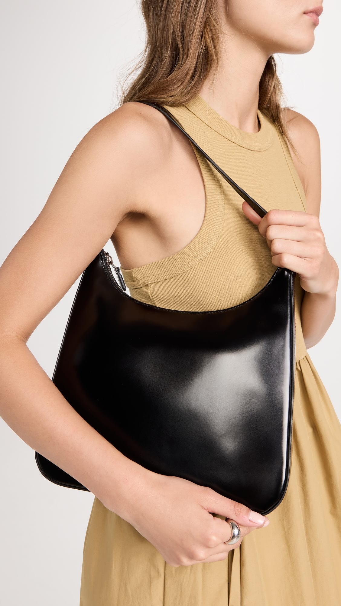 Staud Women's Black High Shine Leather Alec Shoulder Handbag