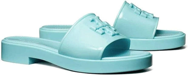 Tory Burch Women's Tory Island Blue Eleanor Jelly Healed Slides Shoes