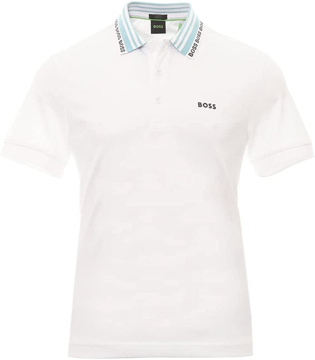 Hugo Boss Men's Paule White Pique Cotton Slim Firt Short Sleeve Polo T-Shirt
