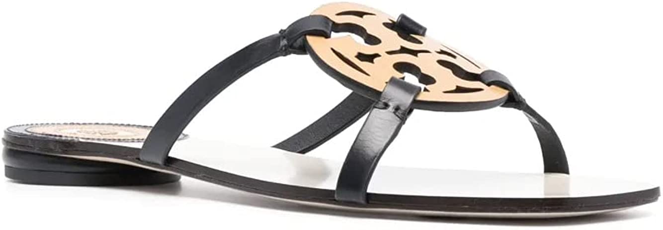 Tory Burch Women's Geo Bombe Miller Sandals slides Shoes Sand Buff Perfect Navy Perfect Navy