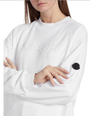 Moncler Women's White Mainline Logo Cotton Sweatshirt