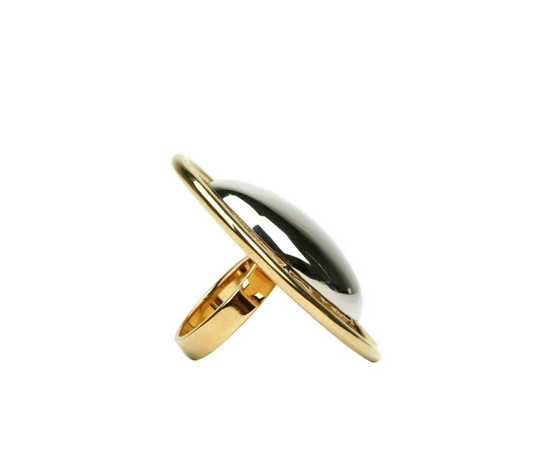 Saint Laurent Women's Silver Center Brass Metal Oval Ring 439960 84693