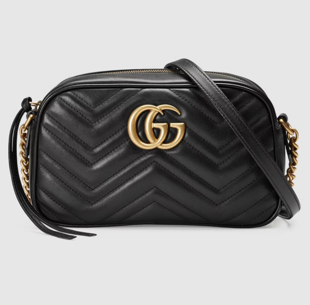 Gucci Womens GG Marmont Small Leather Shoulder Crossbody Bag