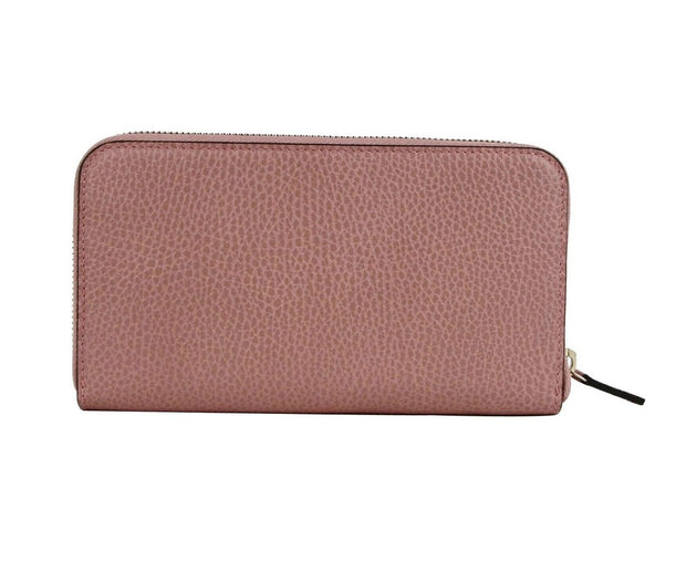 Gucci Women's Soft Pink Leather Gold Interlocking G Zip Around Wallet 449347 5806