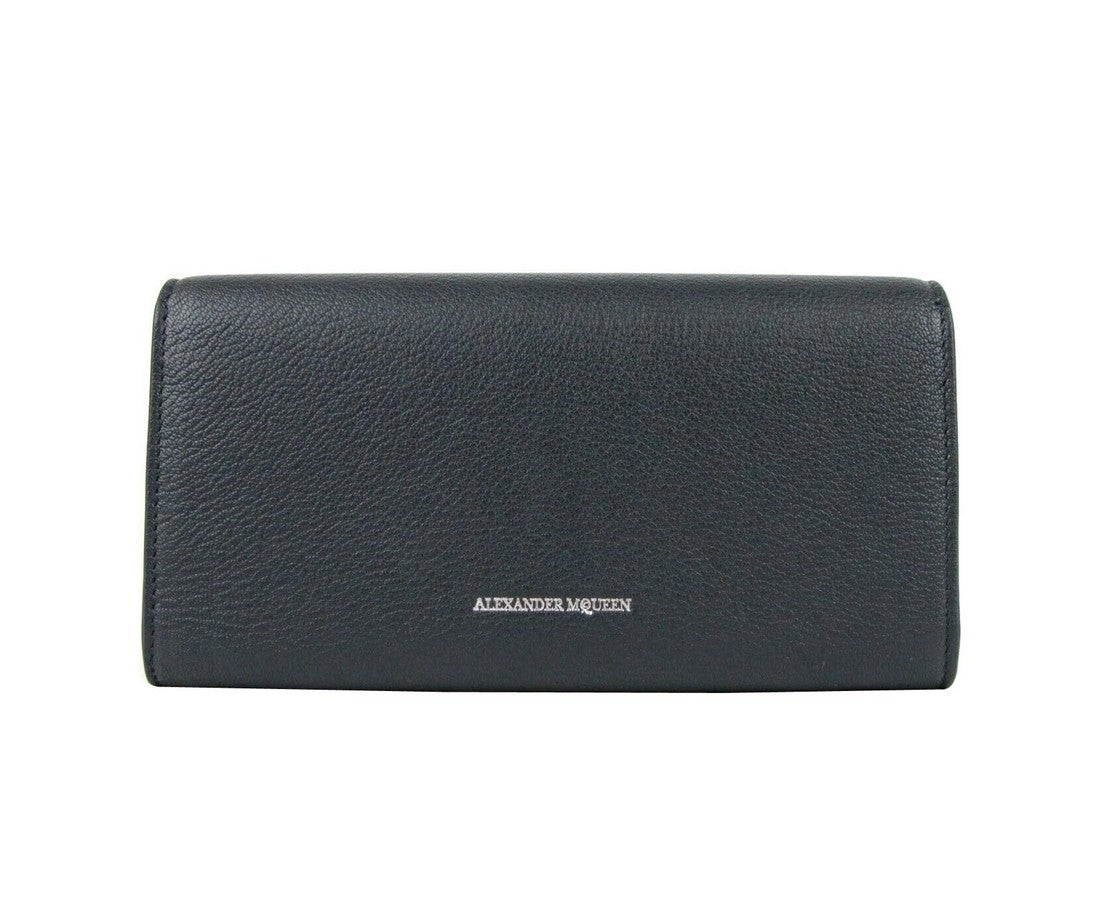 Alexander McQueen Women's Dark Blue Leather Continental Wallet 492594 40062