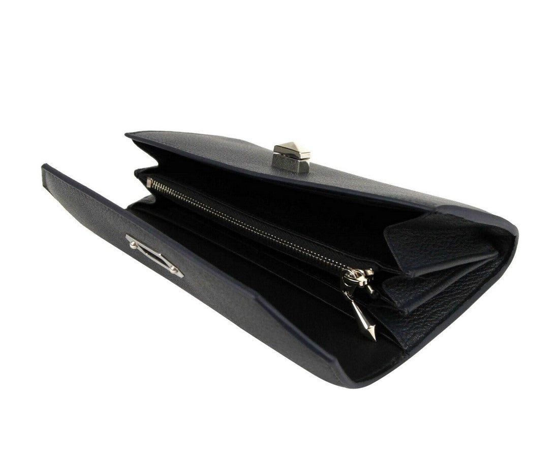 Alexander McQueen Women's Dark Blue Leather Continental Wallet 492594 40063