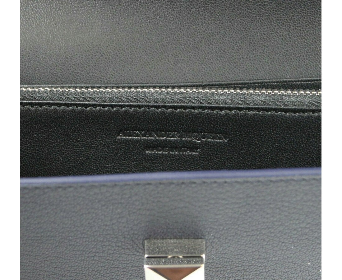 Alexander McQueen Women's Dark Blue Leather Continental Wallet 492594 40064
