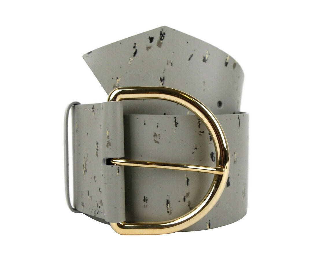 Balenciaga Women's Grey Linoleum Wide Belt Gold Hardware 493315 1444 (80 / 32)1