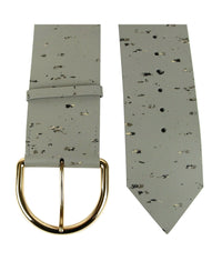 Balenciaga Women's Grey Linoleum Wide Belt Gold Hardware 493315 1444 (80 / 32)3