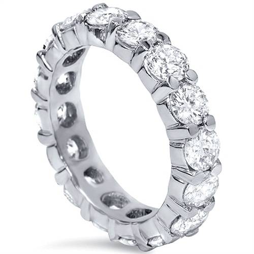 G SI 4 cttw Diamond Eternity Round Solitaire Wedding Ring 14K White Gold