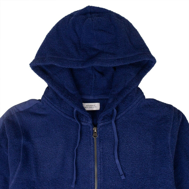 SATURDAYS NYC Cobalt Blue Cotton JP Tape Zip Hooded Sweatshirt