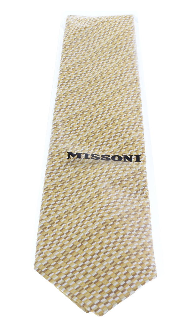 Missoni U5299 Gold Check 100% Silk Tie