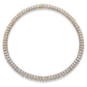 Yellow Gold Plated Round Genuine Diamond Snake Link Collar Necklace (1 cttw, I Color, I3 Clarity)