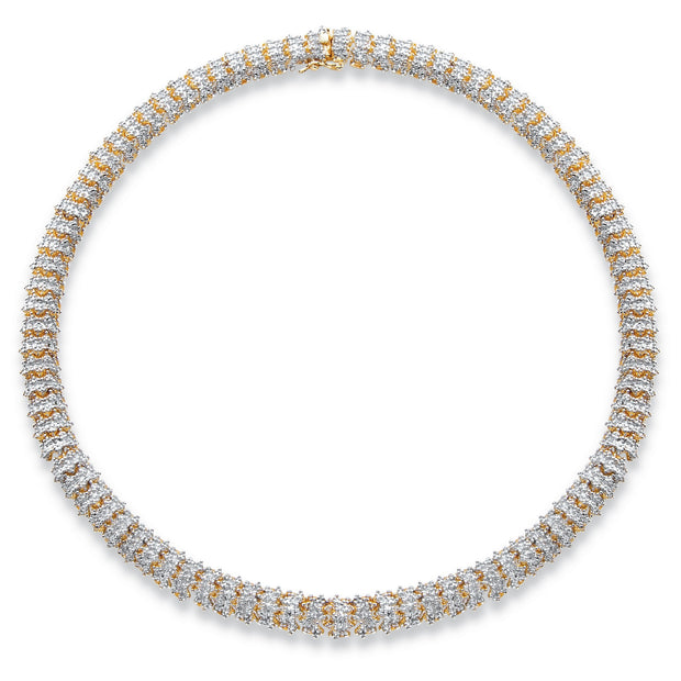 Yellow Gold Plated Round Genuine Diamond Snake Link Collar Necklace (1 cttw, I Color, I3 Clarity)