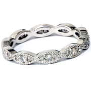 3/8ct Diamond Vintage Eternity Ring Stackable Womens Wedding Band 14k White Gold