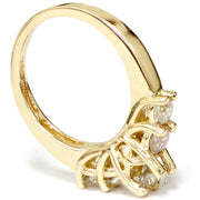 Yellow Gold 1ct Round Diamond Engagement Anniversary Ring 14k Trellis Band
