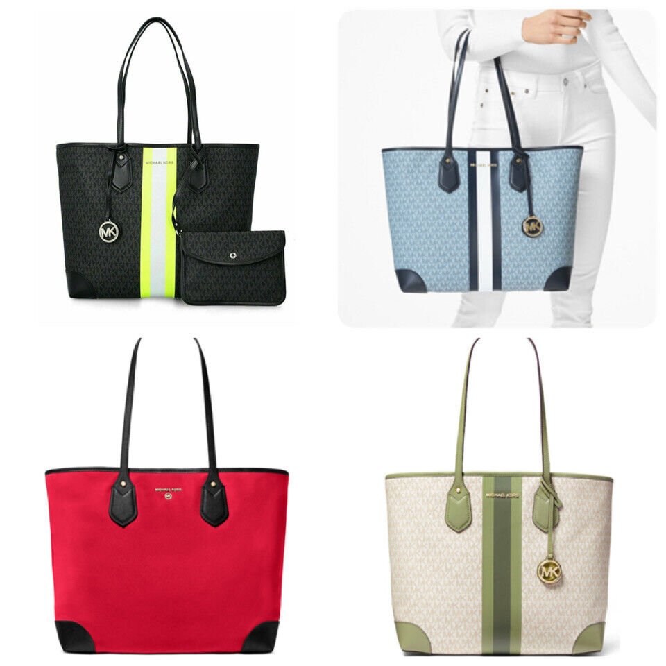 Michael Kors Eva MK Signature PVC Nylon Large tote with Pouch12