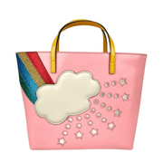 Gucci Women's Children's Pink Leather Tote Bag With Rainbow Cloud Detail 581877 5562