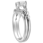 5/8 cttw Diamond Engagement Wedding Ring Set Twist Curve Band 14k White Gold