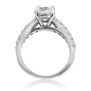 1 1/2 ct Diamond Solitaire With Accents Round Engagement Ring 14k White Gold