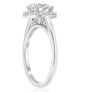 G-SI1 3/4 ct Diamond Solitaire Round Halo Engagement Ring 14k White Gold Enhanced