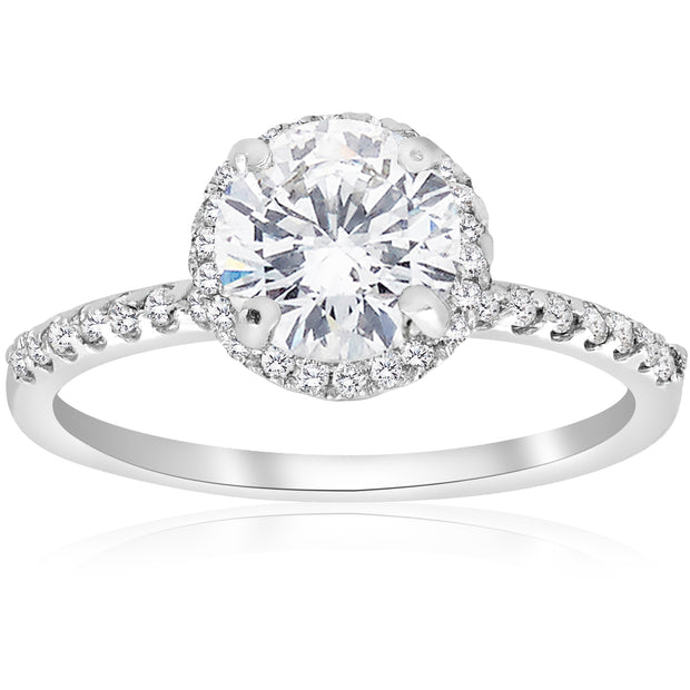 G/SI 1 3/4ct Halo Diamond (1.50ct center) Engagement Ring White Gold