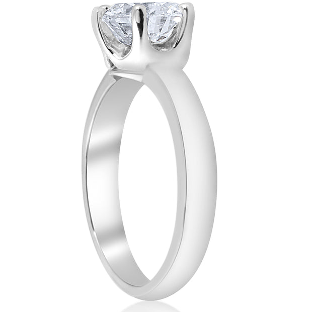 1 3/4Ct Diamond Solitaire Engagement Ring 14k White Gold 6-Prong Enhanced