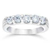 3/4ct U Shape Five Stone Diamond Wedding Ring 14K White Gold