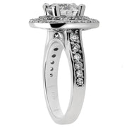 H SI 2.50 ct Diamond Cushion Double Halo Engagement Ring White Gold Enhanced