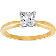 G/SI 1ct Princess Cut Diamond Solitaire 14k Yellow Gold Engagement Ring Enhanced