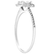 G/SI .85CT Cushion Halo Diamond Engagement Ring 14k White Gold Enhanced