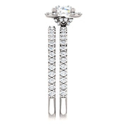 1 1/10 Ct Diamond Halo Engagement Wedding Ring Set 14k White Gold