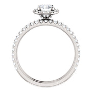 1 1/10 Ct Diamond Halo Engagement Wedding Ring Set 14k White Gold