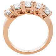 1 1/2ct Diamond Five Stone Trellis Wedding Ring Womens Anniversary Band