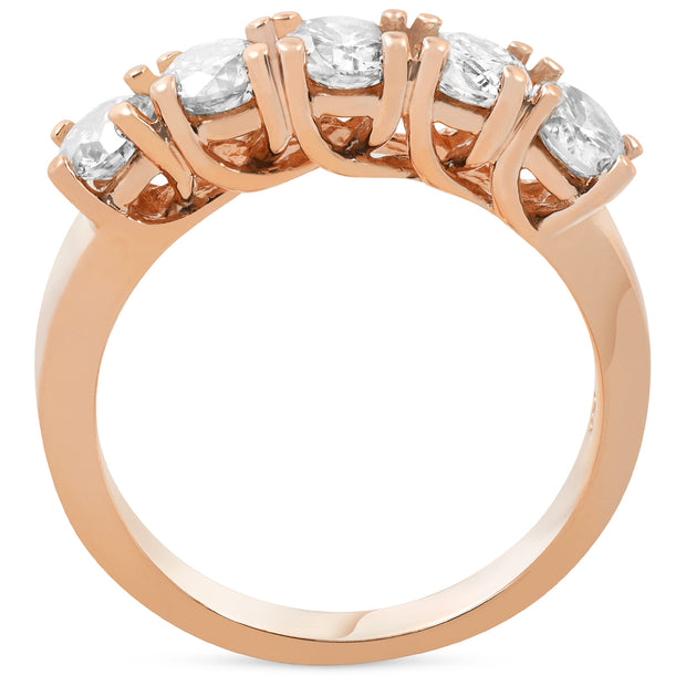 1 1/2ct Diamond Five Stone Trellis Wedding Ring Womens Anniversary Band